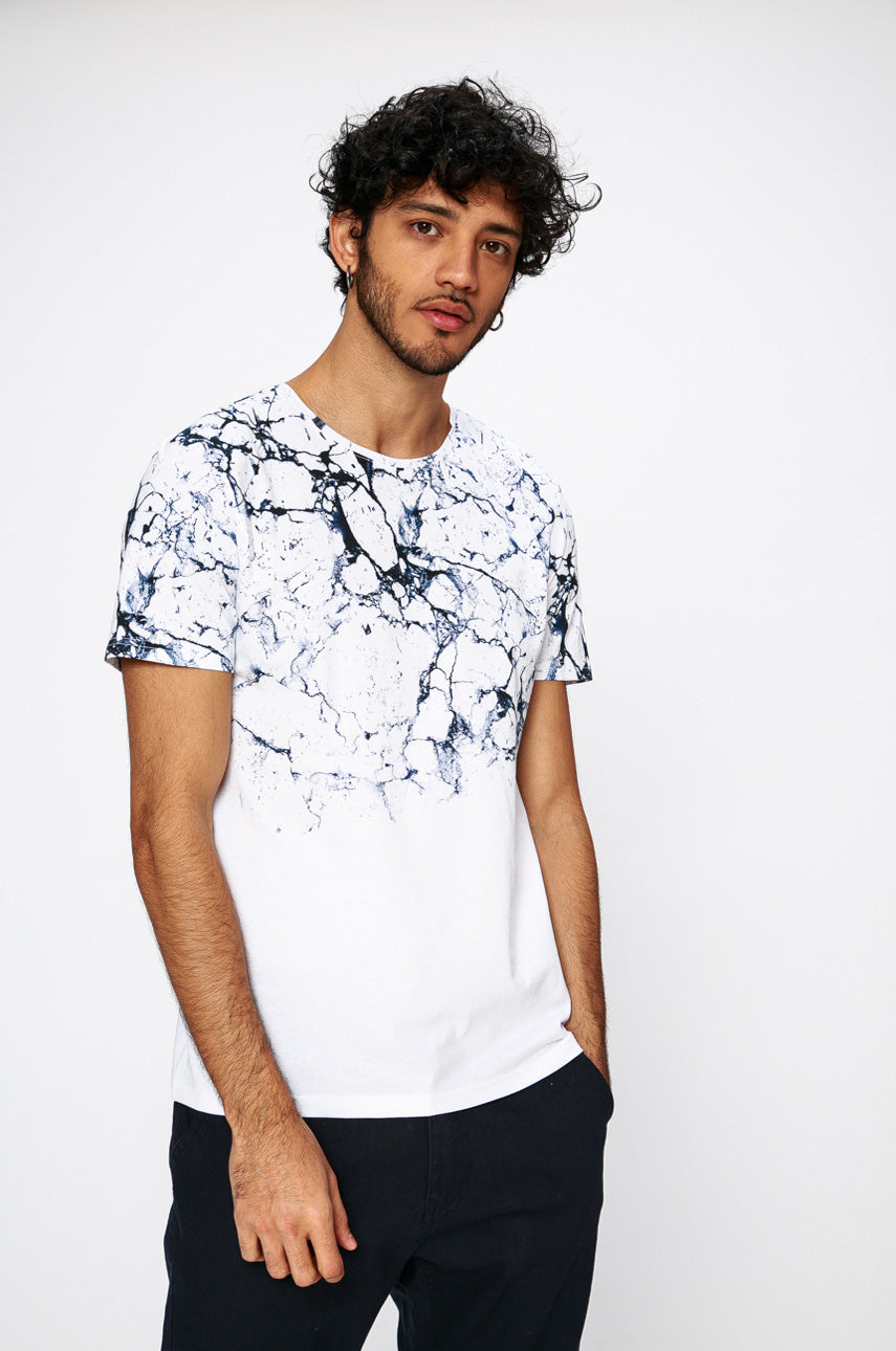 White Marble Half T-Shirt