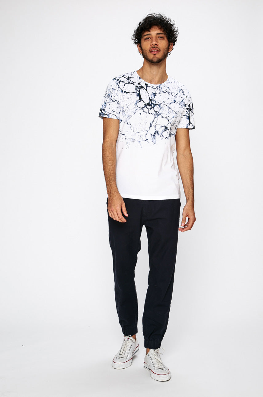 White Marble Half T-Shirt