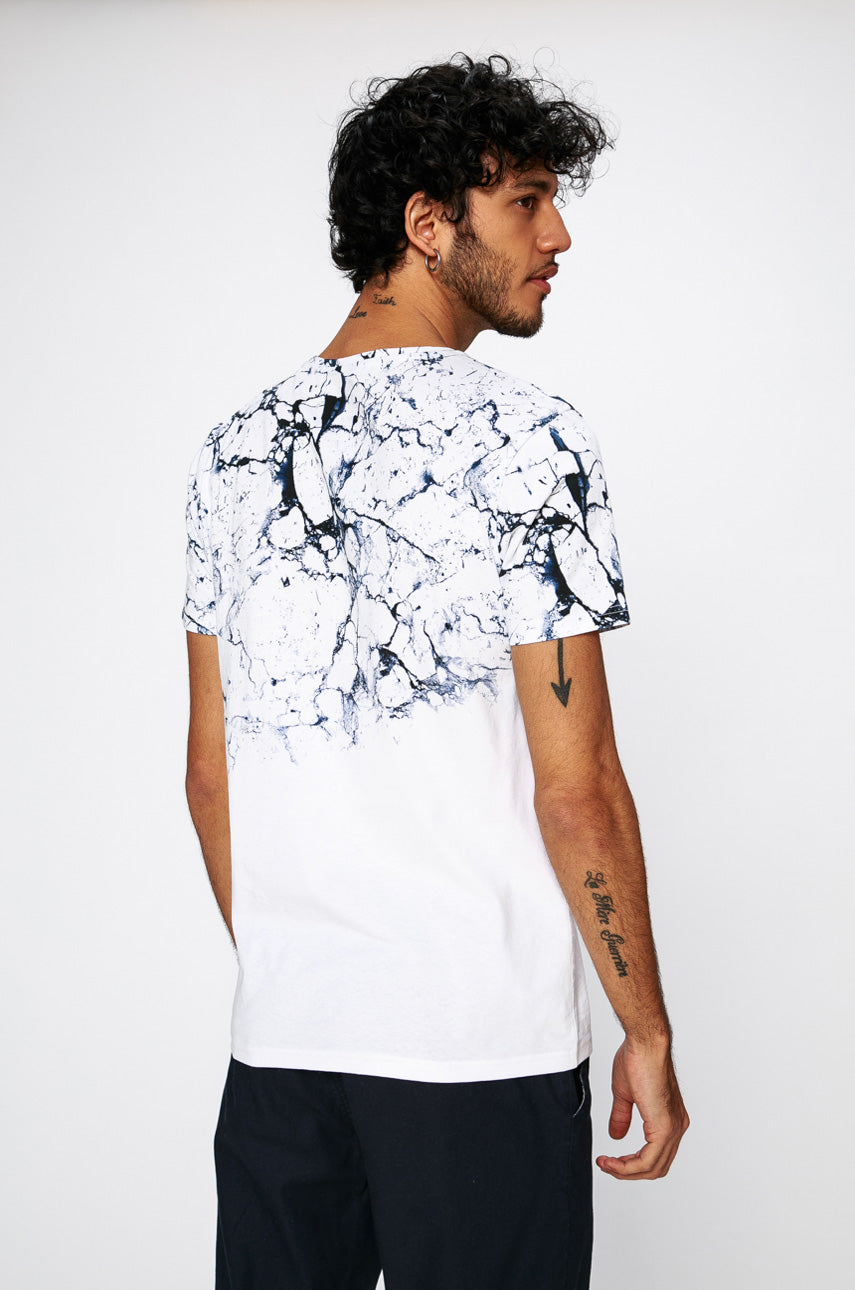 White Marble Half T-Shirt